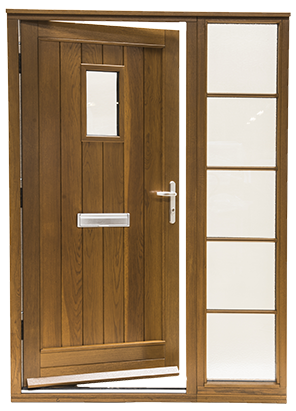 Oak door sidelite ajar